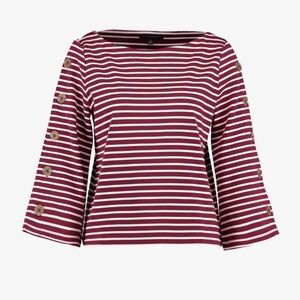 Banana Republic Burgundy and White Striped Button-Sleeve Top